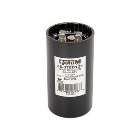 PEM MOTORS Rotom 378B, 378-440MFD, 125V, Start Capacitor, Round 378B